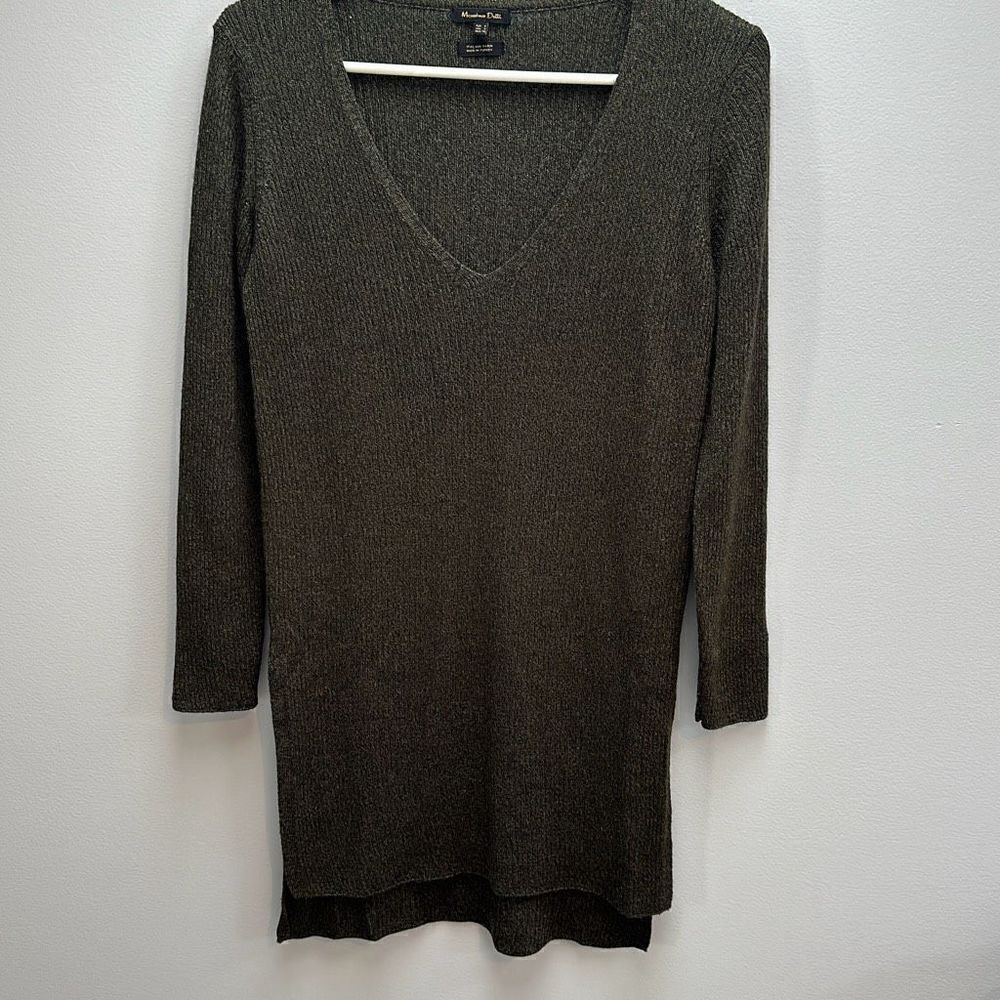 Massimo Dutton Ribbed V-Neck Sweater Dress, Size Small